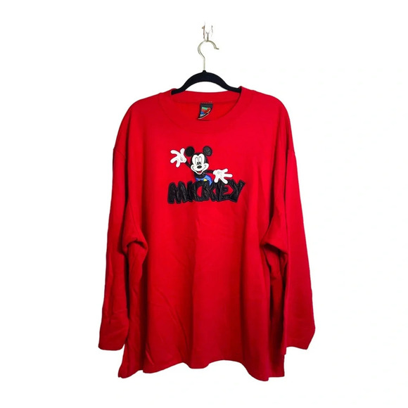 Disney Mickey Mouse Red Embroidered Pullover Sweatshirt 3X Women’s - Picture 1 of 12
